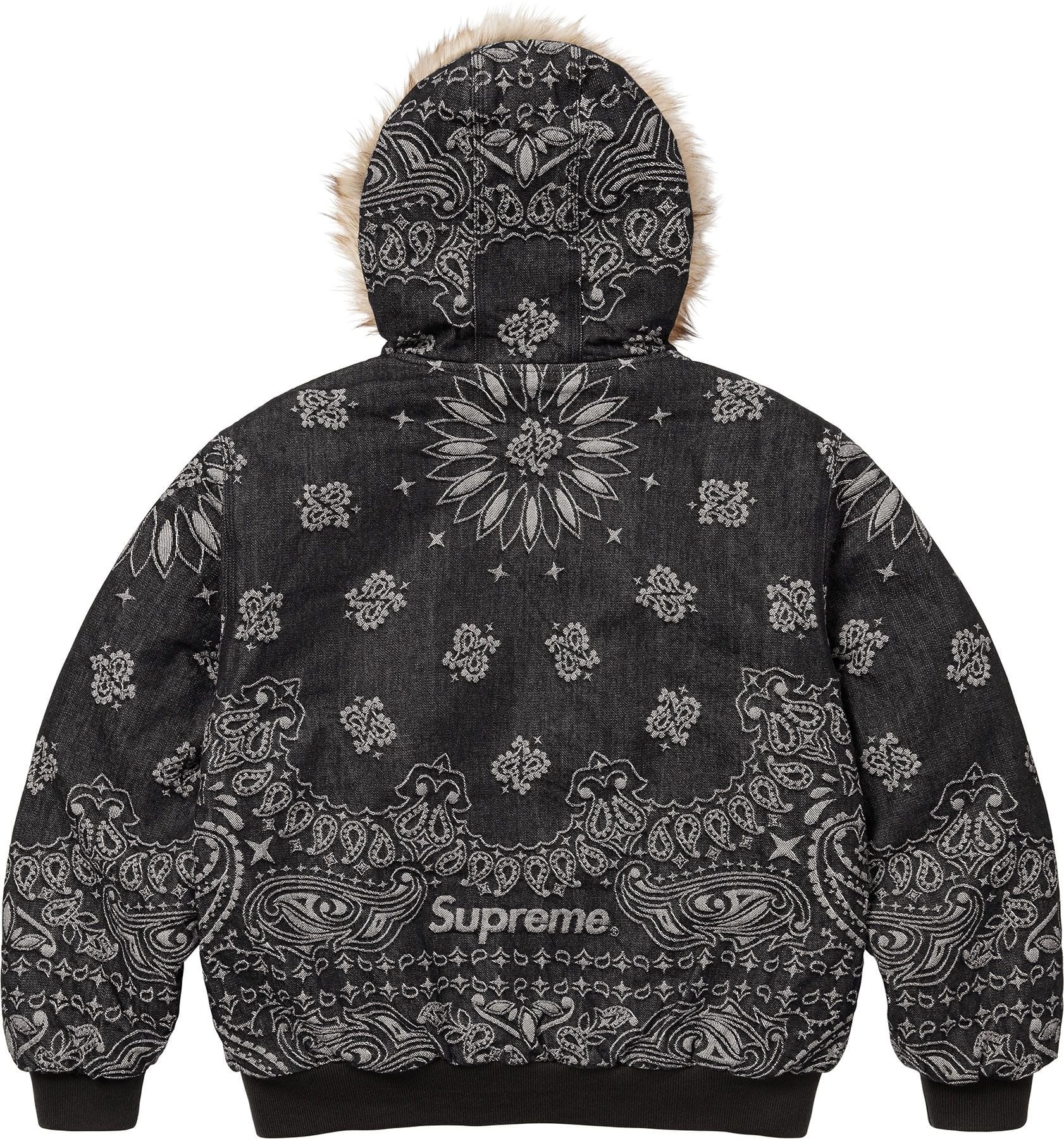 Bandana Jacquard Denim Hooded Work Jacket view 19